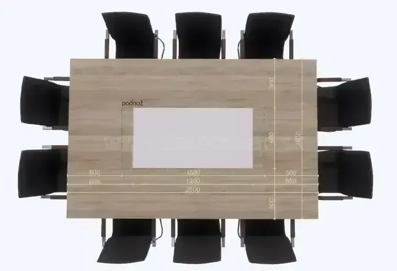 Konferenčný rokovací stôl RS 250 obdĺžnik_sklo